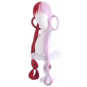 Perruque de cosplay pour femmes, version adulte, 100 cm de long, moitié violette, moitié rouge, personnage de l'<span class=keywords><strong>anime</strong></span> <span class=keywords><strong>One</strong></span> <span class=keywords><strong>Piece</strong></span>, film d'<span class=keywords><strong>Uta</strong></span> - Product Image 4