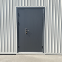 Porte battante à panneau plat à rainures verticales pour maison conteneur, cabine portable en acier et dortoir conteneur de chantier