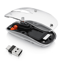 Souris sans fil transparente avec rétroéclairage RGB, trimode, rechargeable, silencieuse, ergonomique, mini, portable pour Mac, PC, ordinateur portable