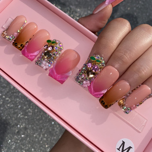 Handmade 10Pcs Acrylic Nail Nhân Tạo Móng Tay Bán Buôn Móng Tay Giả Mắt Mèo Báo Chí Ngắn Trên Móng Tay - Product Image 3