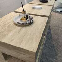 Table d'appoint, console, table de chevet en travertin et marbre, design moderne et personnalisé, prix usine, mobilier de luxe en marbre pour canapé