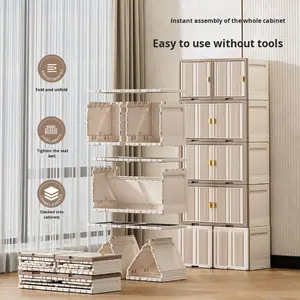 ตู้เก็บของข้างเตียงพลาสติก PP 5ชั้นแบบพับได้หรูหราน้ำหนักเบาทันสมัยสำหรับช่องว่างแคบใช้ในบ้าน - Product Image 5