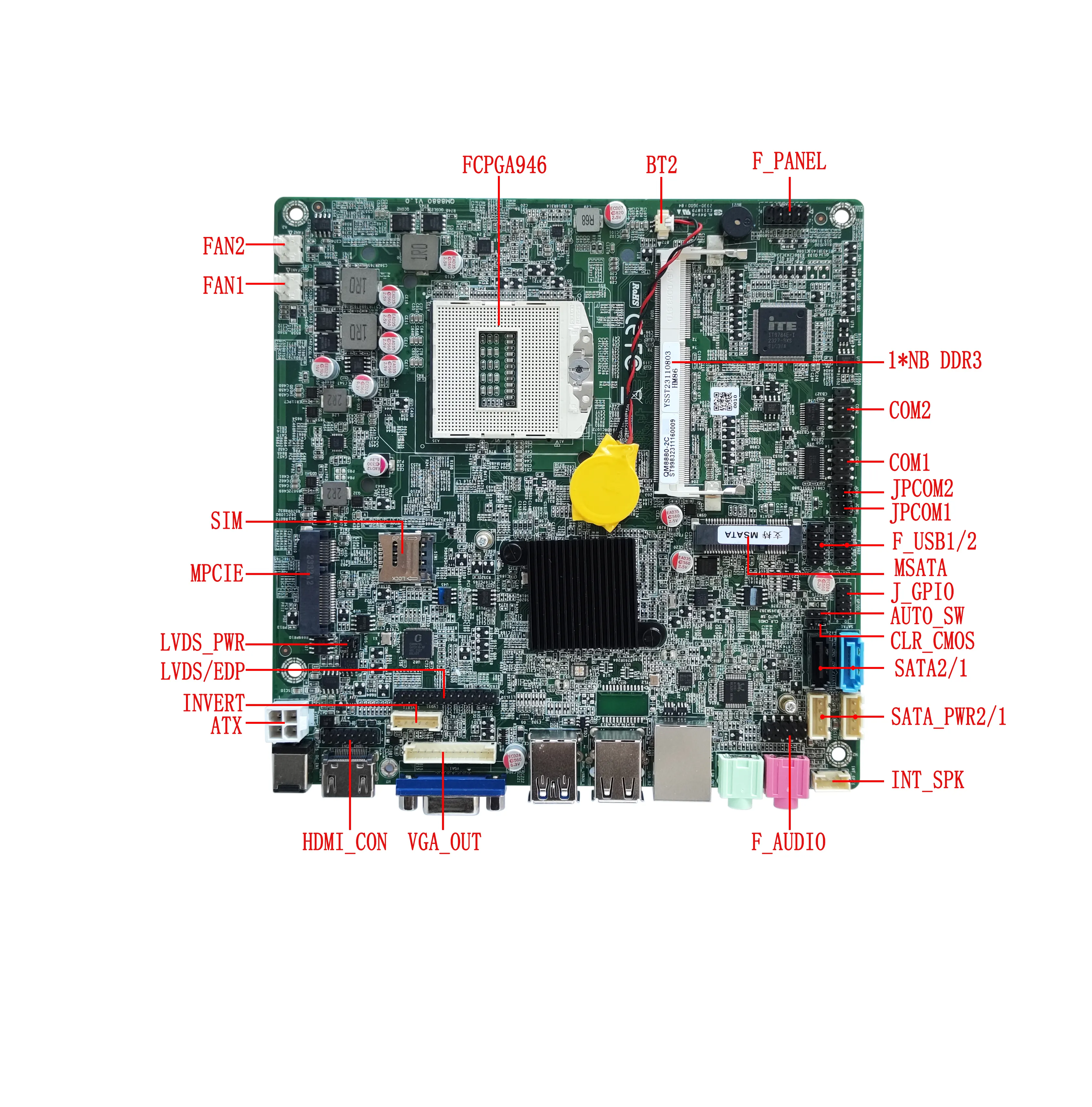ELSKY 170*170*20 4 세대 M 시리즈 노트북 CPU I3 4100M, I5 4200M I7 I-nte-l 8 칩셋 HM86 MINI_PCIE WIN10 와이파이 미니 마더 보드