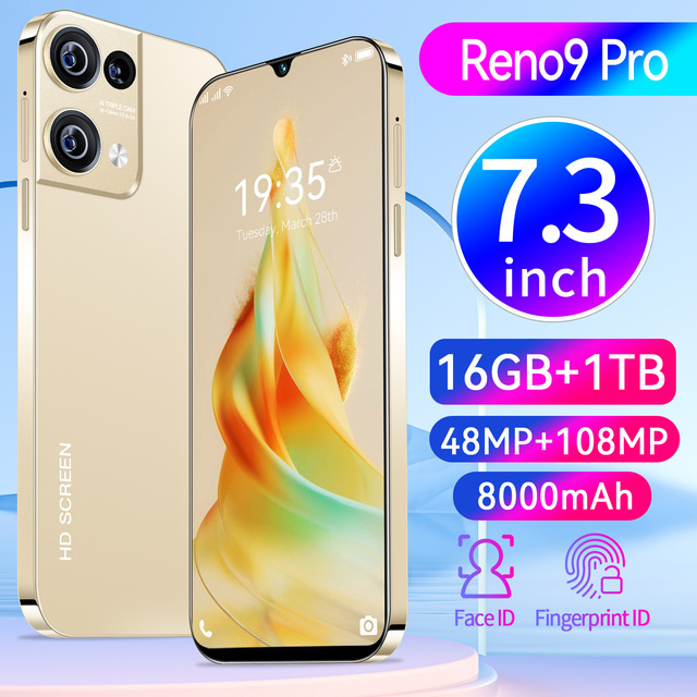Original Unlock Reno 9 Pro 6.9 Inch Phone 16gb Ram 1tb RomHigh-definition Smart Android Fast Charging Mobile Phone