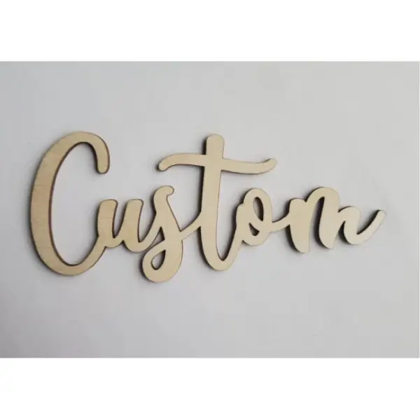 Taglio Laser di lettere diverse, caratteri, dimensioni su compensato, segni di nome in legno massello lettere in legno Design in legno personalizzato