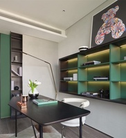Meuble de maison modulaire en bois écologique moderne et contemporain, bibliothèque, armoire, bureau intégré, fonctionnalité pour le bureau à domicile, l'école