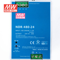 Alimentation industrielle à découpage MEAN WELL NDR-480-24 AC-DC 480W 24V20A sur rail DIN, garantie 3 ans, la 48e loi de la puissance