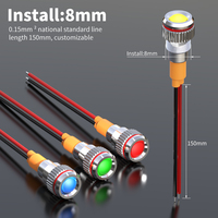 LANBOO 8Z 8mm Micro Feux Indicateurs LED de Garage Rouge/Vert/Bleu Large Compatibilité 9-24V/220V Étanche IP40 Acier Inoxydable
