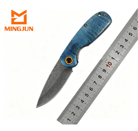 Couteau de survie miniature pliable en acier Damas de haute qualité avec manche en bois pour l'extérieur