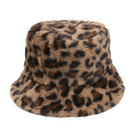 Nouveau chapeau bob en fausse fourrure douce et moelleuse à imprimé léopard pour femmes, idéal pour l'hiver