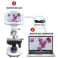 Microscope biologique numérique SCIEDU 5MP avec écran LCD 5,6'', grossissement 200-5000X, objectif à huile 100X, microscope de laboratoire avec carte USB SD