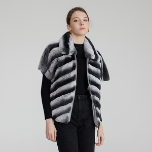 Gilets en fourrure de lapin pour <span class=keywords><strong>femme</strong></span> Chinchilla New Coming Winter Real Fur Vest - Product Image 3
