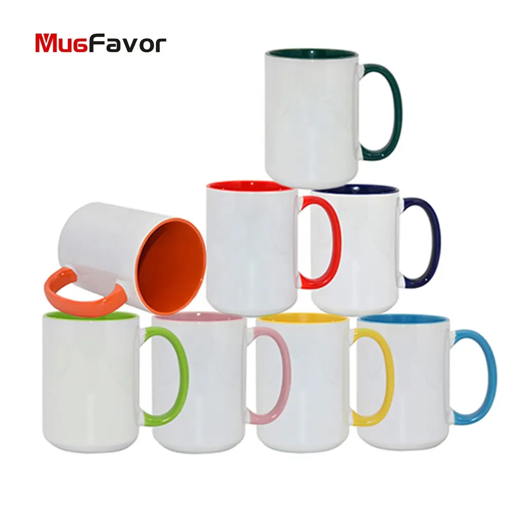 Dishwasher सुरक्षित MugFavor व्यक्तिगत 15 oz बड़े दो टोन कस्टम रंग कॉफी मग (MC15EH)