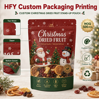 Sachet Doypack Personnalisé Imprimé pour Fruits Secs de Noël, Qualité Alimentaire, Refermable avec Fermeture Éclair, Idéal pour Emballage Cadeau de Snacks de Fêtes