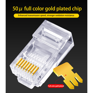 ขั้วต่อ RJ45 Cat6 แบบไม่มีฉนวนหุ้ม 8p8c ชุบทอง ผลิตจากทองแดงผสม สำหรับสายอีเธอร์เน็ต - Product Image 2