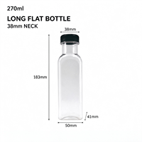 Bouteille de boisson en plastique PET carrée plate transparente de 270 ml (9 oz) jetable pour jus, lait, thé, avec bouchon inviolable
