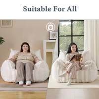 Fauteuil pouf léger et moderne, pliable, avec support, en fourrure de lapin blanche, garni de mousse à mémoire de forme déchiquetée, canapé moelleux, chaise longue