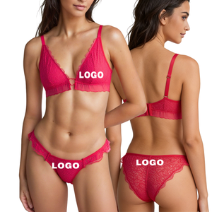 Set di Biancheria Intima Femminile Sexy in Spandex/Nylon, Elastico, Traspirante, Leggero, con Ricamo 3D in Pizzo, Ecologico - Product Image 1