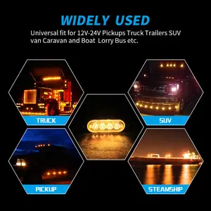 PUERXIN ไฟ LED รถบรรทุก4/6/12LED อเนกประสงค์,ไฟเตือนไฟกะพริบ LED สำหรับรถ SUV ออฟโรดรถสีเหลืองอำพันสำหรับรถบรรทุก