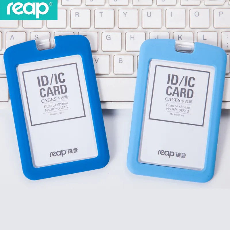 Reap crachás de porta-cartões de identificação de silicone gel de alta qualidade para funcionários e estudantes sem cordões