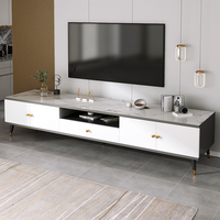 Meuble TV Banc en Bois avec Pieds en Bois Massif Couleur Marbre Design Simple