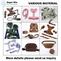 Set Harnesses dan Tali Anjing Mewah Bahan Corduroy, Dapat Disesuaikan, Bebas Genggam, Harnais Et Laisse Personnalis OEM/ODM