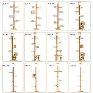 Arbre à chat en bois du sol au <span class=keywords><strong>plafond</strong></span> avec trois points <span class=keywords><strong>de</strong></span> support, poteaux en sisal renforcés, arbre à chat d'intérieur - Product Image 6