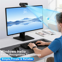 Cámara Web 2K 5MP con Windows Hello y Micrófono ENC Integrado, Cámara Web USB para Computadora Compatible con Windows 10/11/12