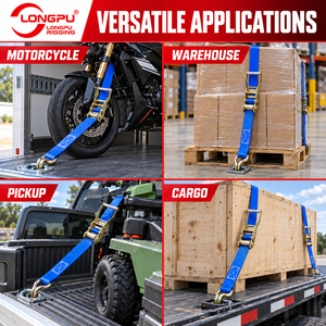 Tali Pengikat Kargo Poliester Kustom dengan Pengait Double-J Kapasitas Beban 500LBS untuk Truk/Trailer - Product Image 6