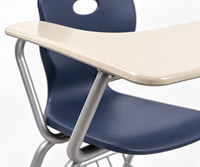 Chaise d'école pliable DJA moderne, durable, en plastique rigide, avec tablette d'écriture, design ergonomique, écologique, garantie 15 ans