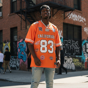 ODM Wholesale Custom Team Logo Retro Football Jersey Mesh Shiny Fabric <b>Patchwork</b> Heavy Embroidery Streetwear Jersey GameDay Wear - Product Image 4