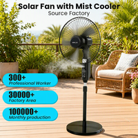 Ventilateur solaire électrique avec projecteur LED pour usage domestique, double sortie USB, 16-18 pouces, brumisation rafraîchissante, télécommande, grand réservoir de brume
