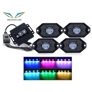 4 Pods Car RGB LED Rock Lights 160 LEDs Music Sync Neon Underglow Waterproof Lighting Kit Timing Flashing Music Mode