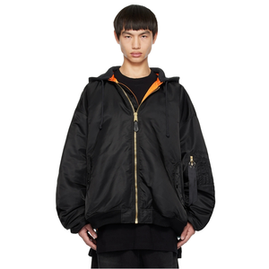 Chaqueta Bomber Acolchada Reversible con Capucha y Cierre de Cremallera, de Nailon y Sarga, Aislada, Informal, Bordada, Personalizada OEM, Superventas para Hombre - Product Image 1