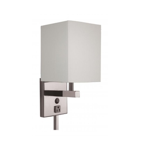 Round Linen off White Color Fabric Lampshade Wall <b>Lamp</b> with Chrome or Brushed Nickel Finished for <b>Bedside</b> Reading <b>Lamp</b> - Product Image 2