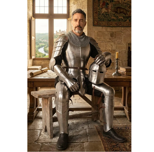 Armadura Completa de Acero de Caballero Barbuta Hecha a Mano, Armadura Medieval de Guerrero con Casco para Recreación Histórica, Exhibición y Cosplay - Product Image 1