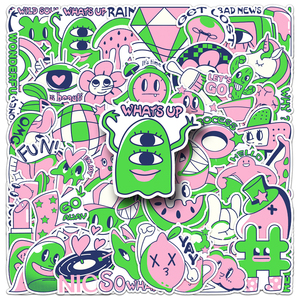 50 autocollants personnalisés originaux tendance, couleur contrastée, graffiti, dessins animés, autocollants découpés en PVC imperméables pour jouets et <span class=keywords><strong>motos</strong></span> - Product Image 2