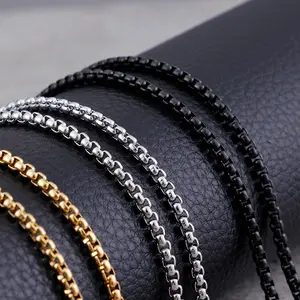Chaîne minimaliste de perles carrées 3mm 4mm 5mm 6mm plaqué or 18 carats en acier inoxydable de haute qualité chaînes de boîte bijoux colliers unisexe
