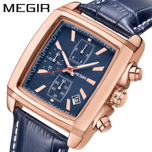 <span class=keywords><strong>MEGIR</strong></span> 2028 Top montres de sport de luxe carré Quartz étanche <span class=keywords><strong>montre</strong></span>-bracelet pour hommes Chrono horloge homme <span class=keywords><strong>montre</strong></span> en cuir - Product Image 1