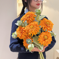 Bouquet de tournesols artificiels en soie, fleurs en forme de ours en peluche, décoration vintage portable pour Halloween, salon, entrée, table, imperméable