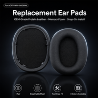 Coussinets d'oreille de remplacement en cuir protéiné et mousse à mémoire de forme pour SONY WH-1000XM6 WH1000XM6, à clipser sans outil, 4 couleurs, vente en gros
