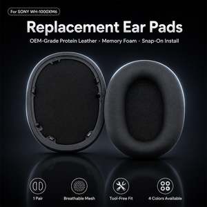 Coussinets d'oreille de remplacement en cuir protéiné et mousse à mémoire de forme pour <span class=keywords><strong>SONY</strong></span> <span class=keywords><strong>WH</strong></span>-1000XM6 WH1000XM6, à clipser sans outil, 4 couleurs, vente en gros - Product Image 1