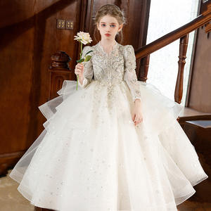 Vestido de Leotardo <span class=keywords><strong>para</strong></span> Niñas, <span class=keywords><strong>para</strong></span> Cumpleaños, Blanco, Poliéster, Manga Larga, Princesa, Flores, Boda, Alta Gama, <span class=keywords><strong>Piano</strong></span> - Product Image 1