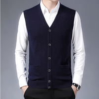 Pull à col en V pour hommes Gilet en tricot sans manches personnalisable pour l'automne hiver Gilet d'affaires en tricot respirant et anti-rétrécissement
