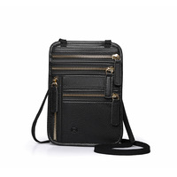 Portefeuille de cou extérieur à fermeture éclair en PU avec protection RFID, sac de voyage pour billet d'avion, passeport, anti-radiation, porte-cartes de téléphone portable