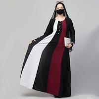 Robe d'été de haute qualité multicolore Kaftan Casual Big Size Long Sleeve Muslim Women Maxi Abaya