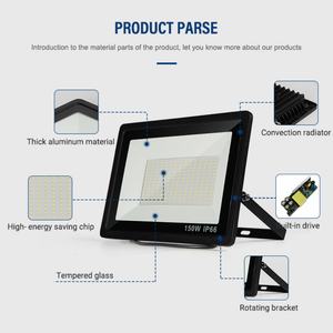 Lámpara LED Exterior Blanca Fría, Resistente al Agua IP66, Proyector de Aluminio de 10w 20w 30w 50w 100w 150w 200w, Luz LED SMD - Product Image 3