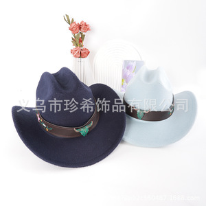 Sombrero de Vaquero Negro y Blanco de Poliéster con Copa Cónica, Protección Solar, Accesorio de Moda Retro Artístico, Venta al por Mayor - Product Image 2