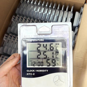 <b>Digital</b> LCD Thermo-Hygrometer Temperature Humidity Monitoring Mural Indoor/Outdoor Electronic Time <b>Clock</b> - Product Image 2