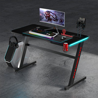 Escritorio Ergonómico en Forma de Z para Juegos de PC con Gestión de Cables e Iluminación RGB